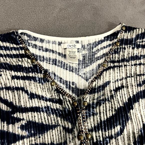 Cache Vintage Zipper Blue Zebra Print Long Sleeve Blouse Size L - Picture 4 of 7